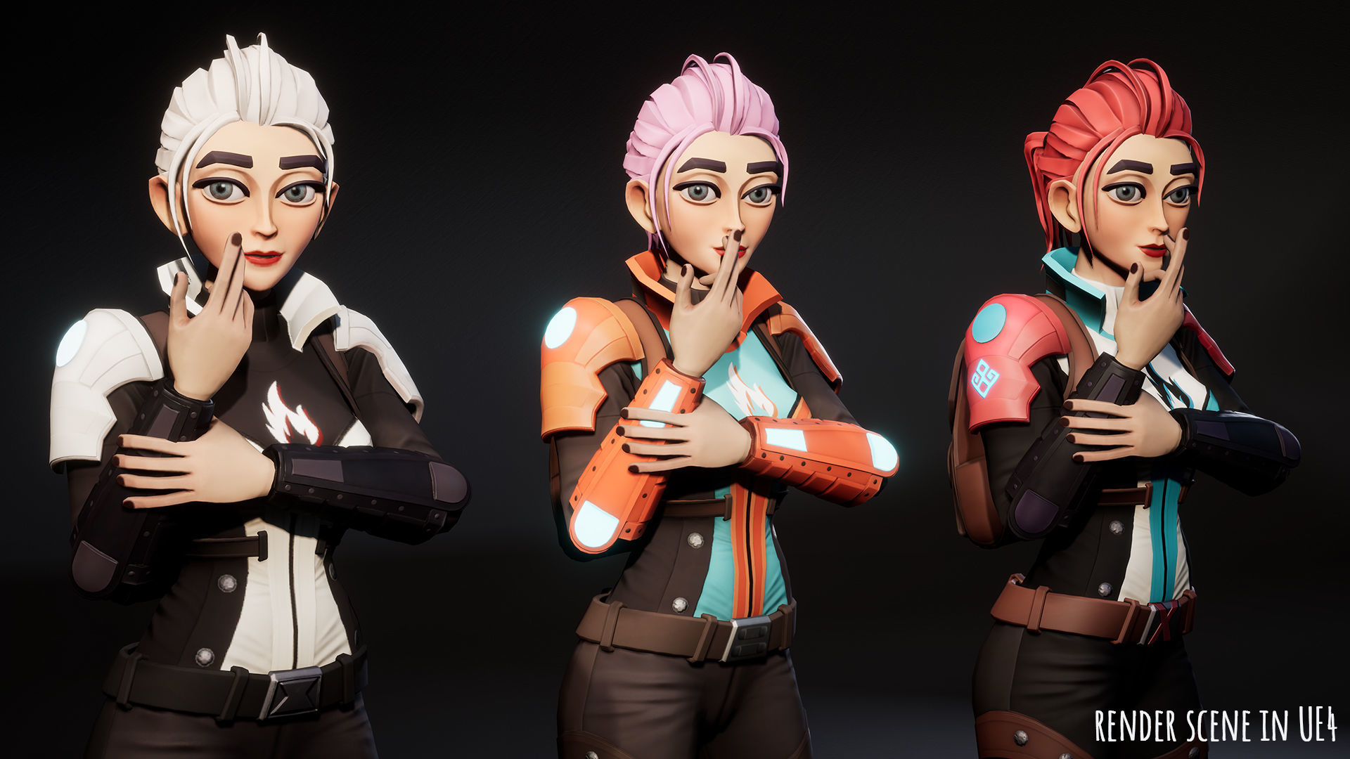 Sci Fi girl 1 Low-poly 3D model_8