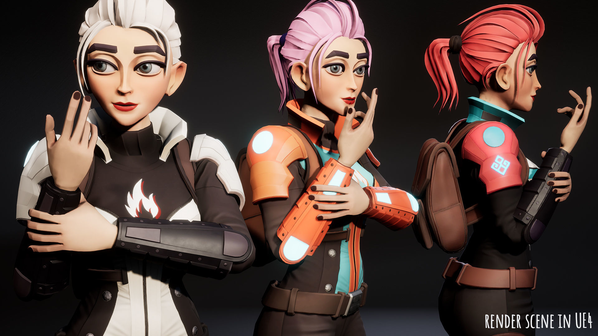 Sci Fi girl 1 Low-poly 3D model_6