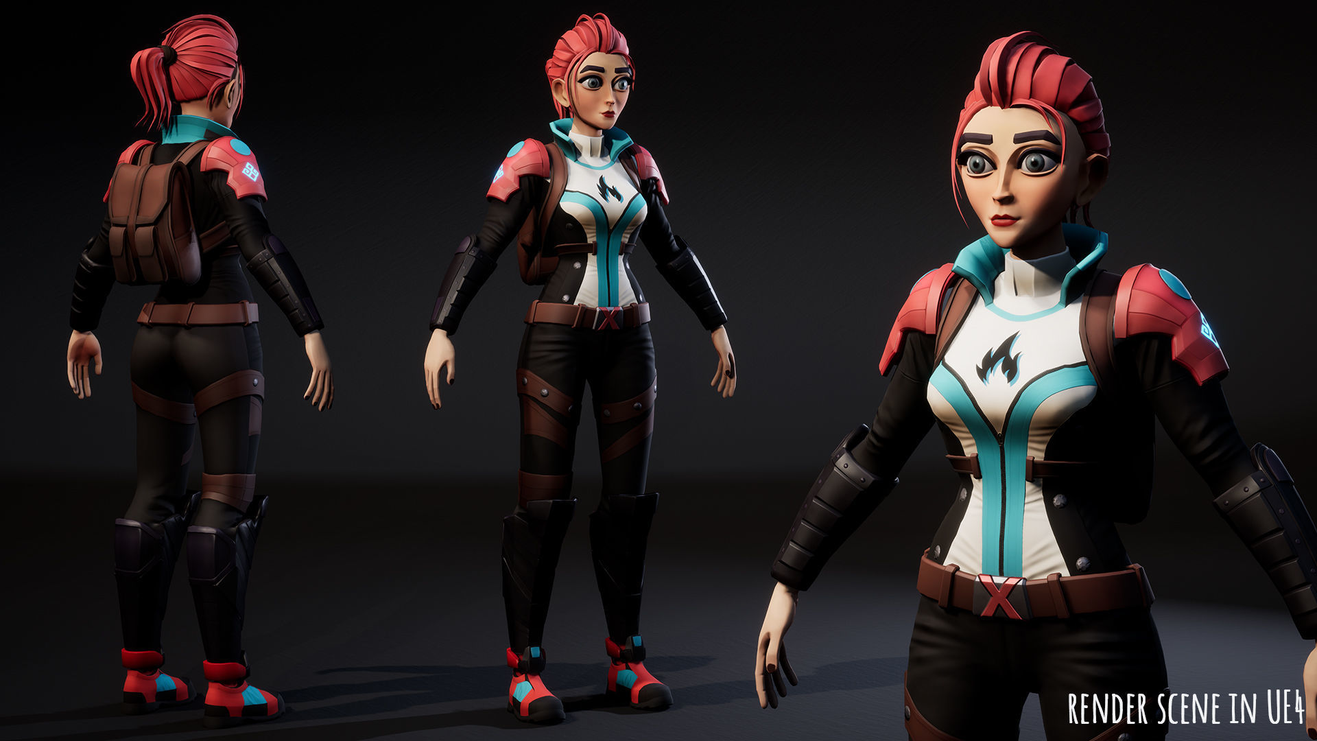 Sci Fi girl 1 Low-poly 3D model_3