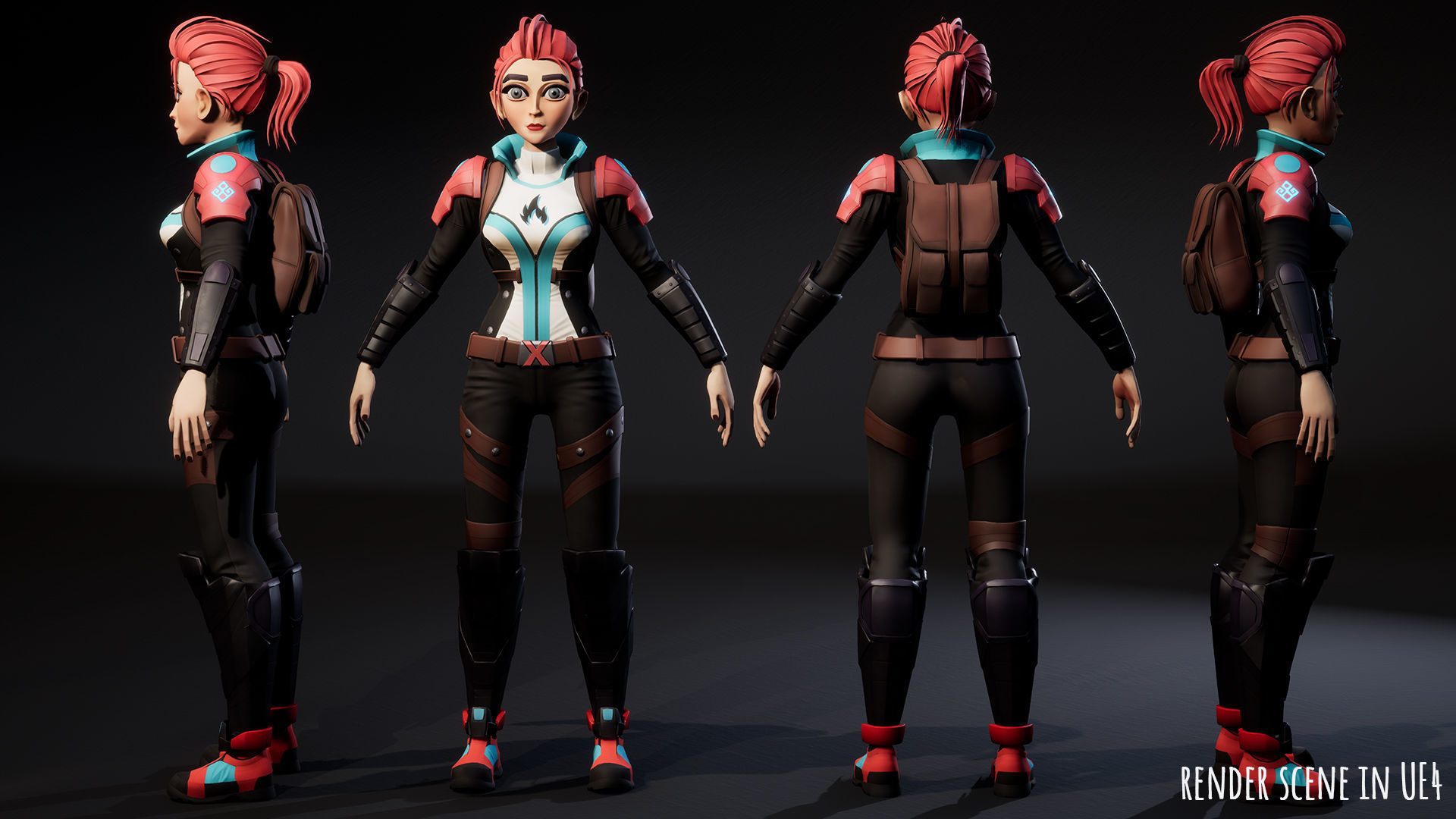 Sci Fi girl 1 Low-poly 3D model_17