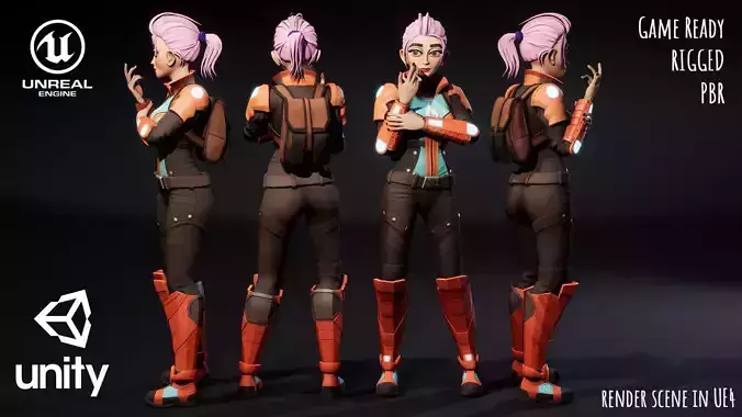 Sci Fi girl 1 Low-poly 3D model