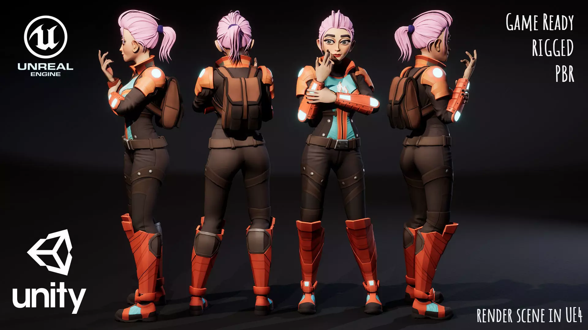 Sci Fi girl 1 Low-poly 3D model_0