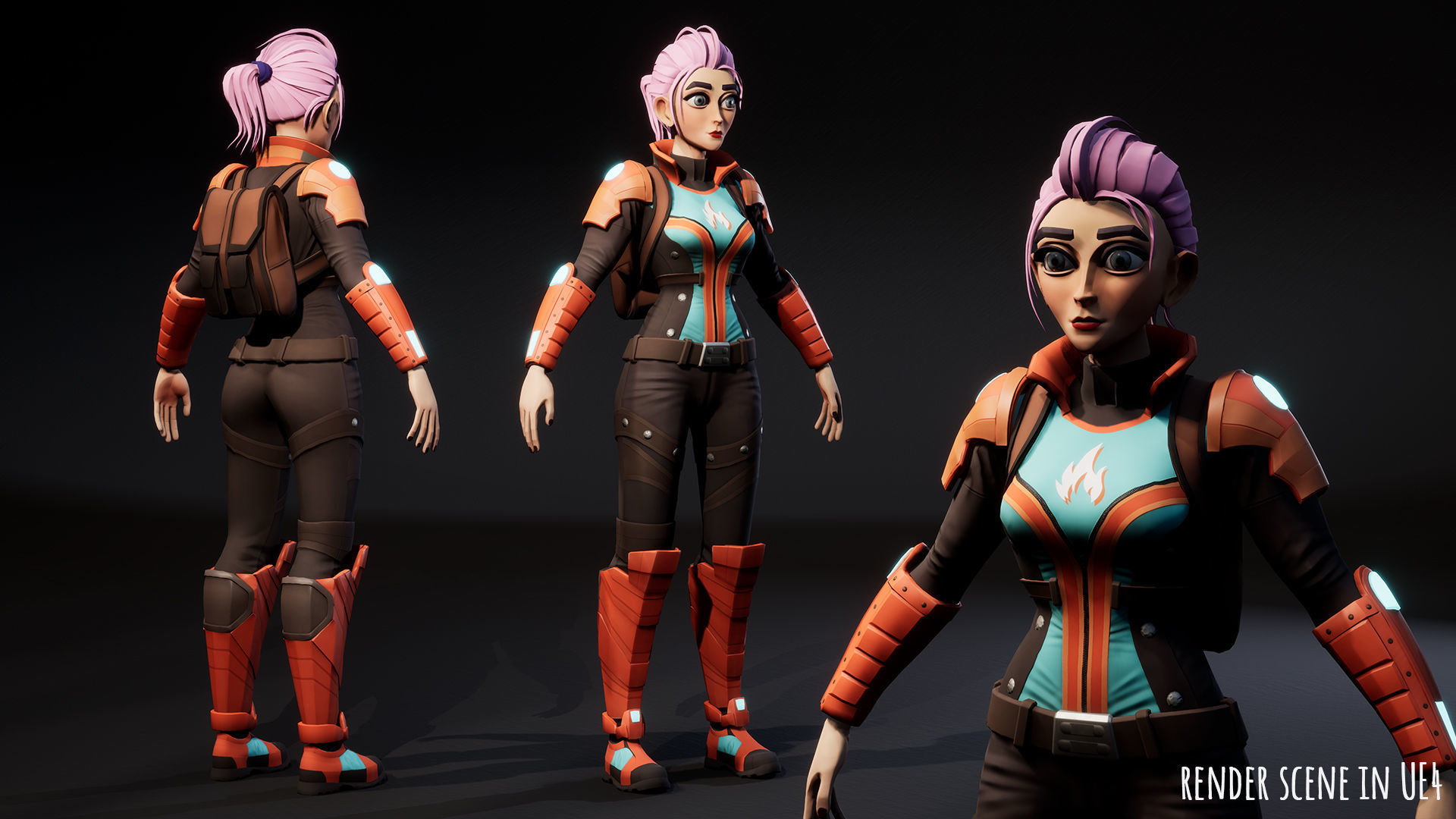 Sci Fi girl 1 Low-poly 3D model_4