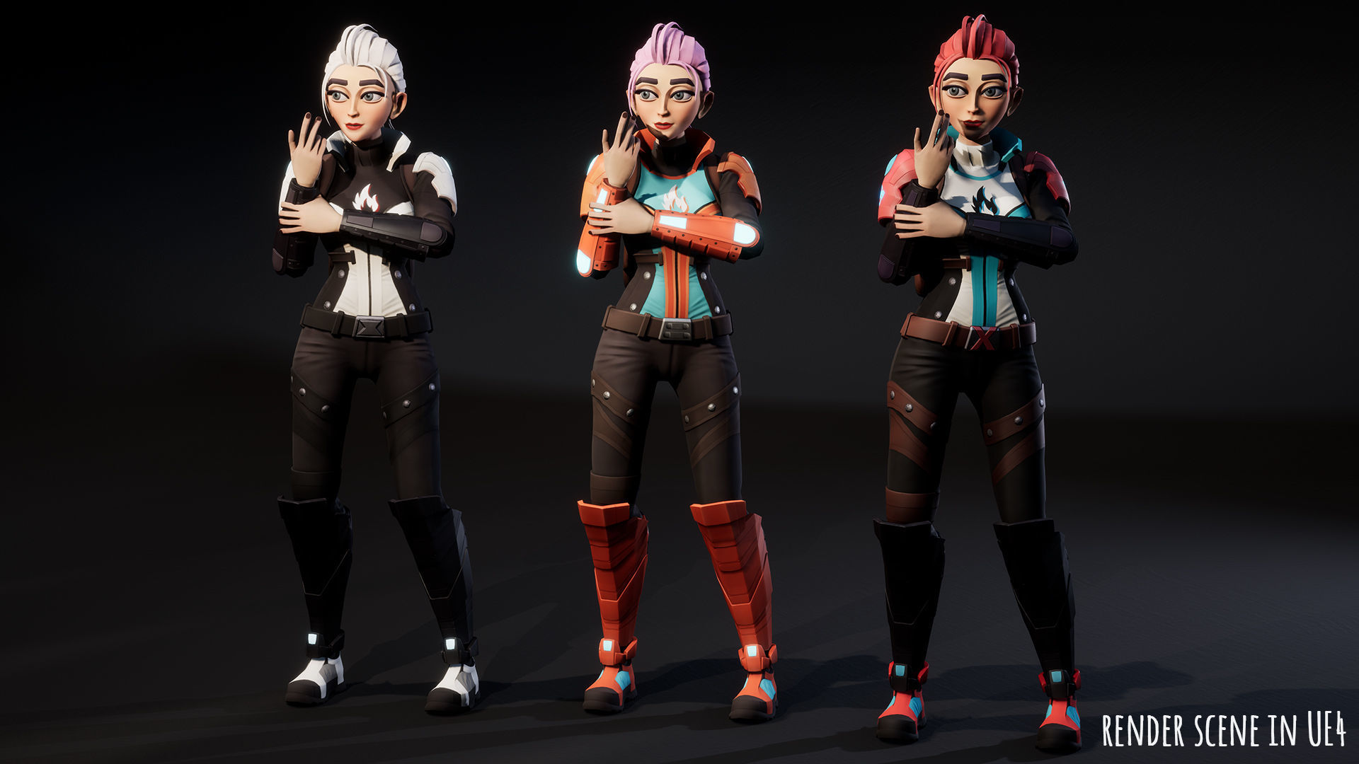 Sci Fi girl 1 Low-poly 3D model_9