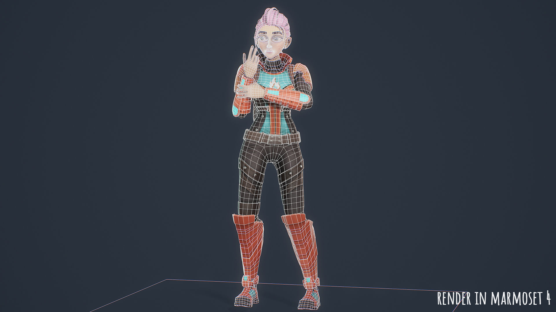 Sci Fi girl 1 Low-poly 3D model_23