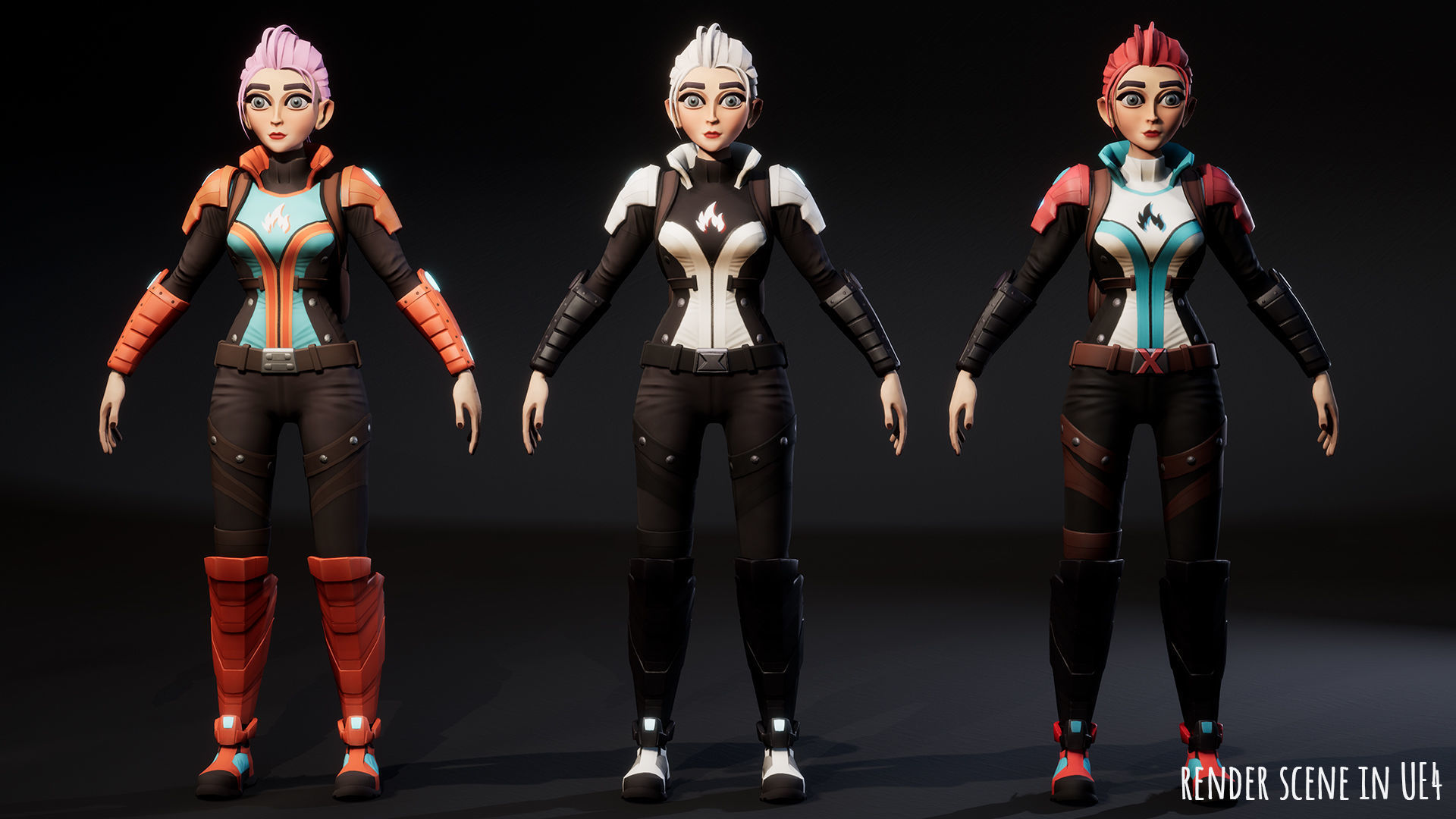Sci Fi girl 1 Low-poly 3D model_14
