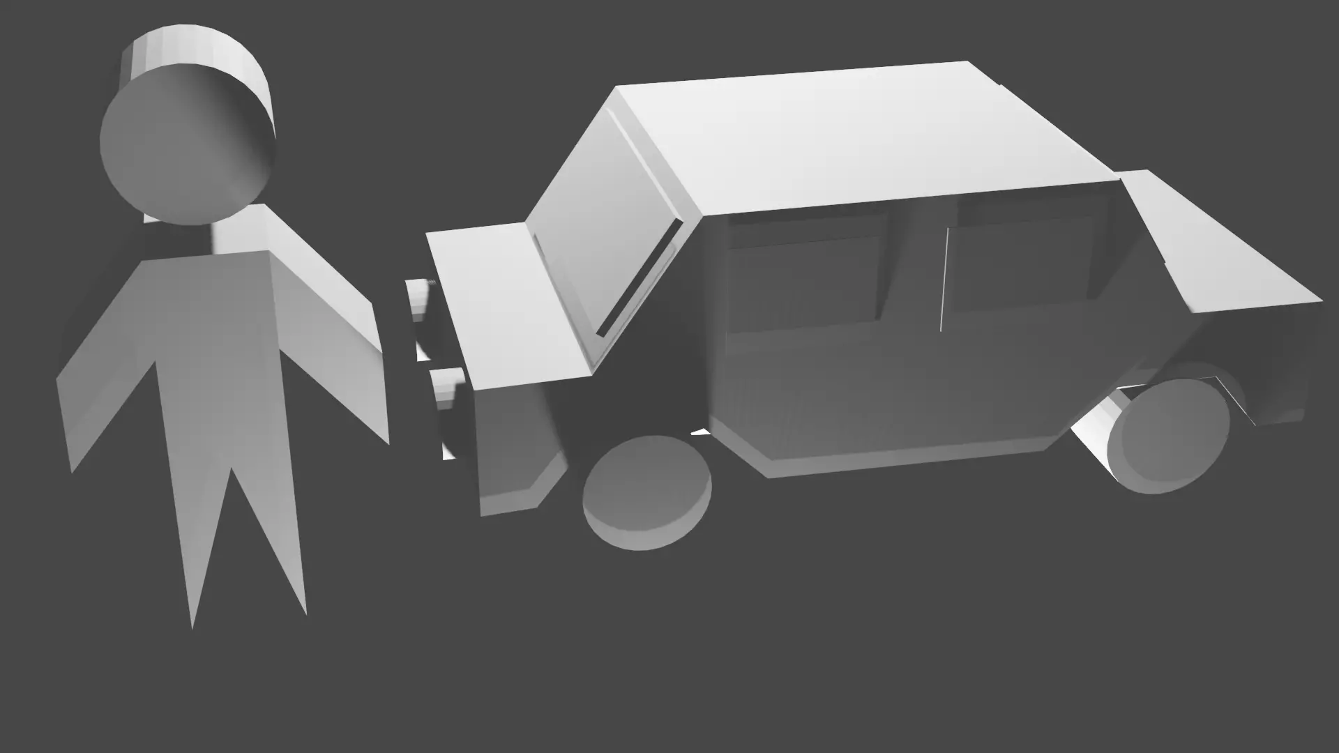 Car and man 3D model Free low-poly 3D model