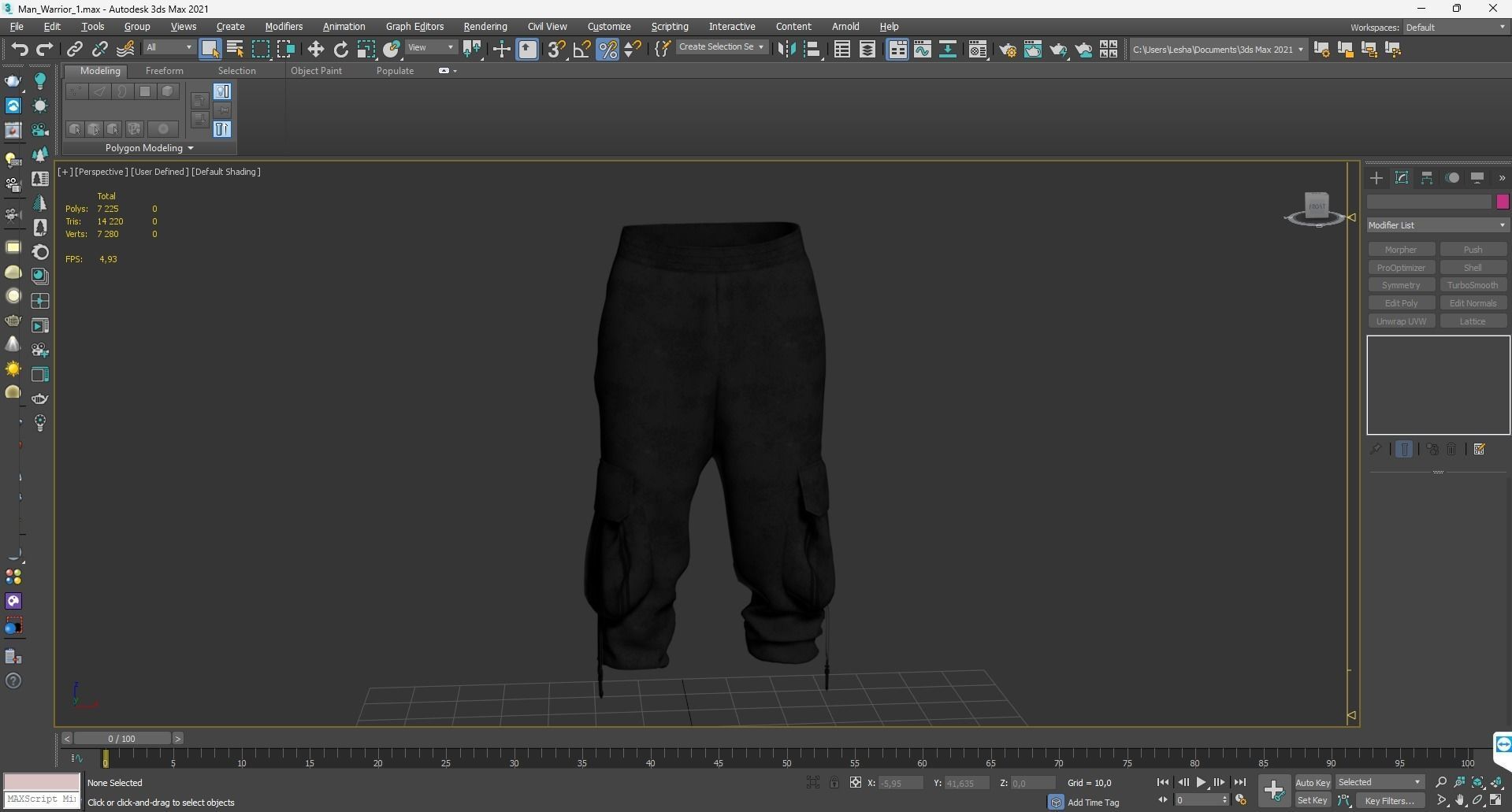 Pants Low-poly 3D model_3