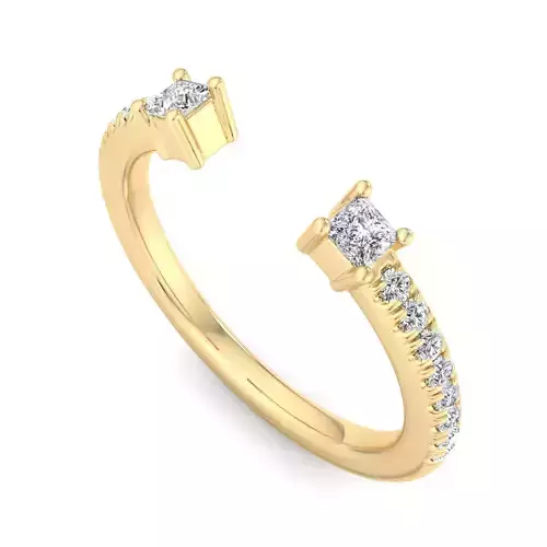 Two Prinsess stone with small diamond Cuff Ring