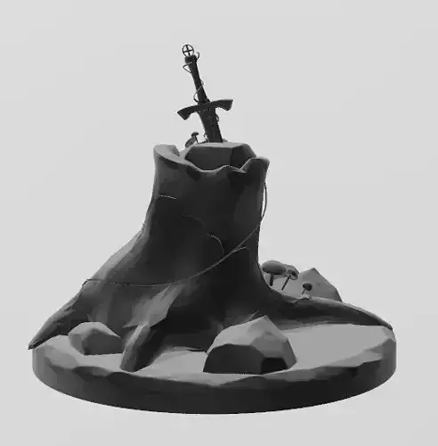 SWORD IN THE STONE ON A 25MM BASE EXCALIBUR 3D print model