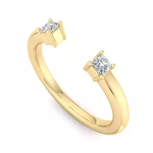 Two Prinsess stone with Cuff Ring