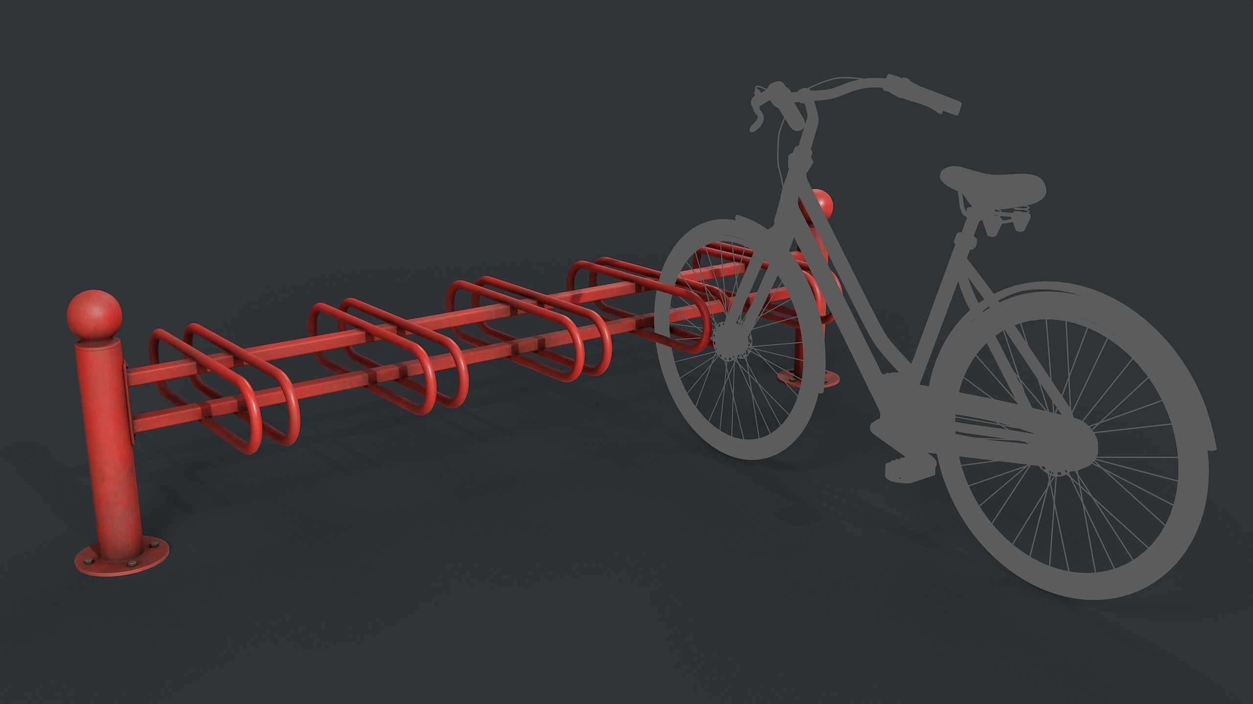Bike Rack 10 PBR Game Ready Low-poly 3D model_2
