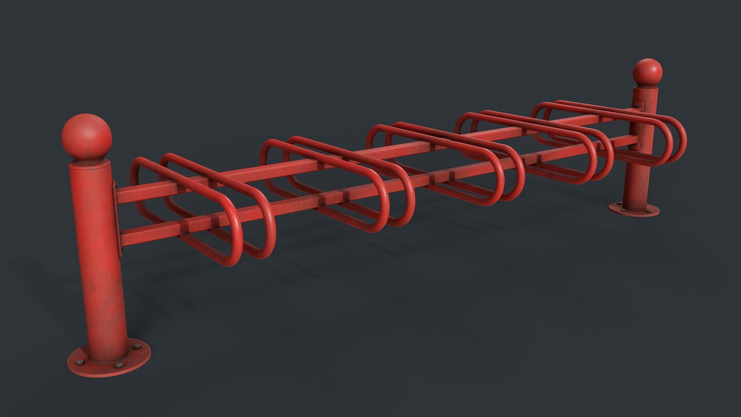 Bike Rack 10 PBR Game Ready Low-poly 3D model_1