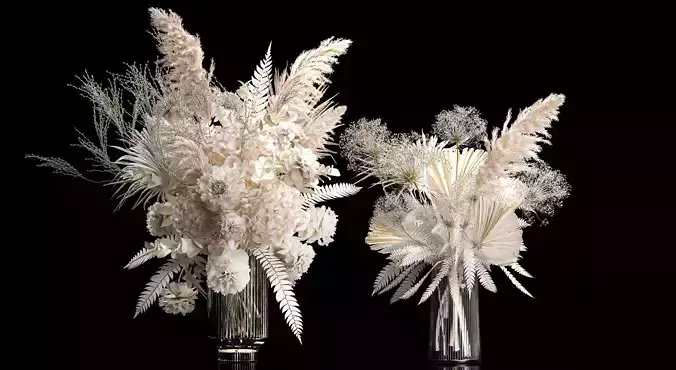 Solemn bouquet of dried flowers vase hydrangea pampas branch 299