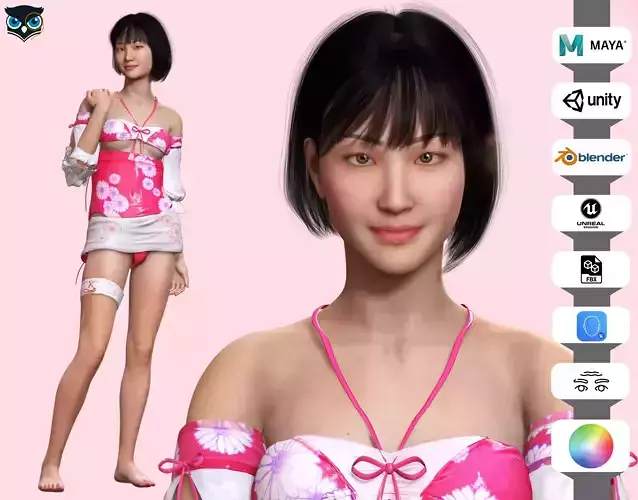 Noi - Pink Paradise Asian Beach Beauty Low-poly 3D model