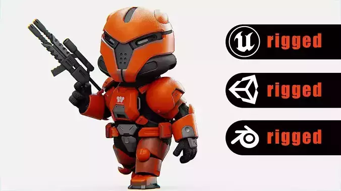 TOON TROOPER X-200 Rigged for Unreal Engine - Unity - MIXAMO