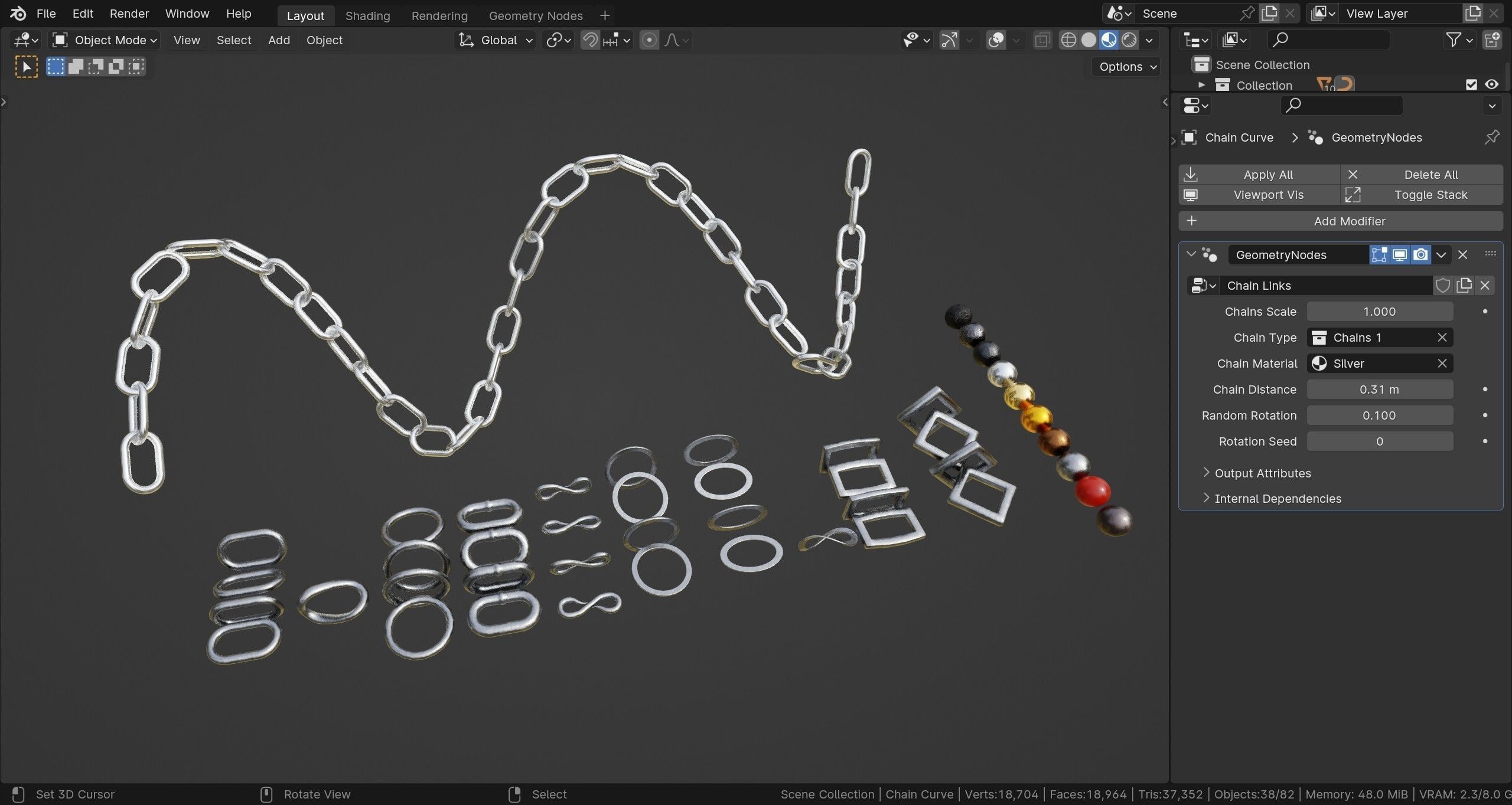 Customizable Chain Links - Geometry Nodes - Blender 3D model_3