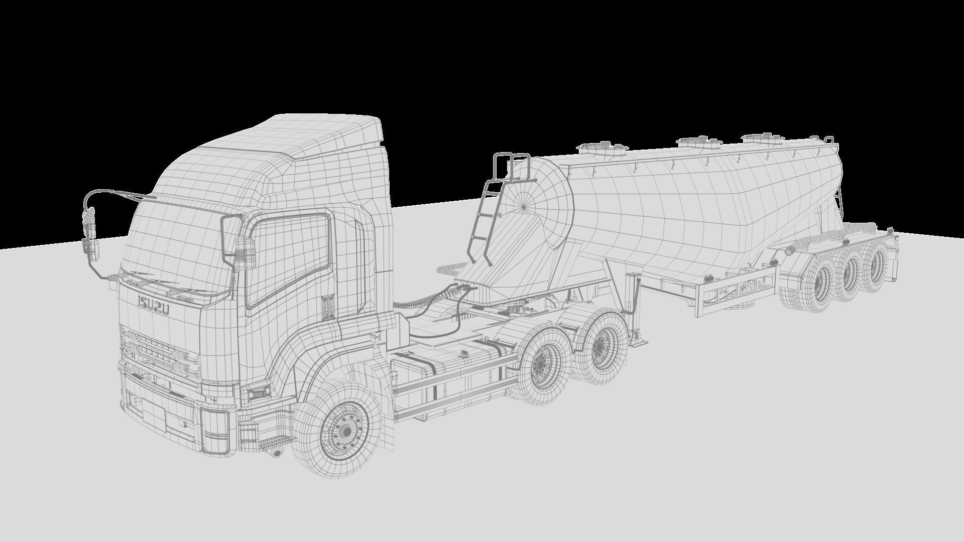 Isuzu GXZ360 Bulk Cement Trailer 3D model 3D model_19