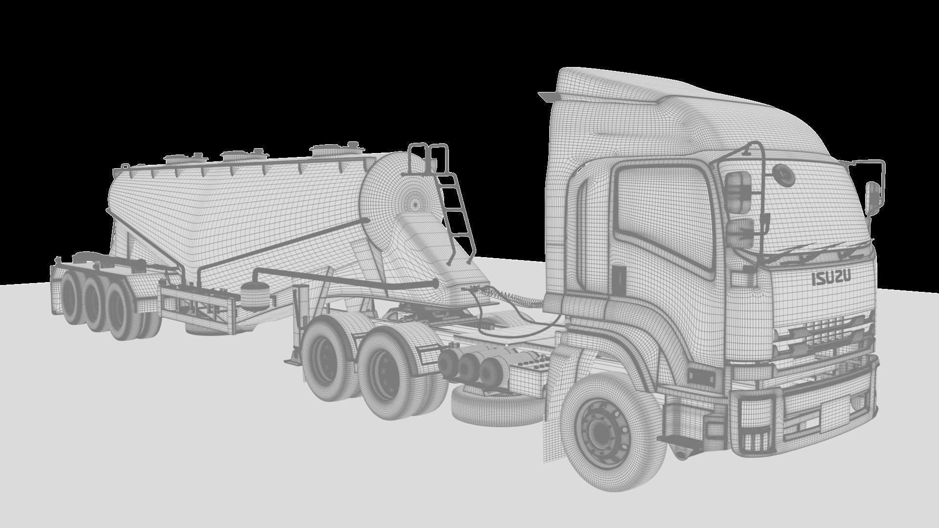 Isuzu GXZ360 Bulk Cement Trailer 3D model 3D model_32