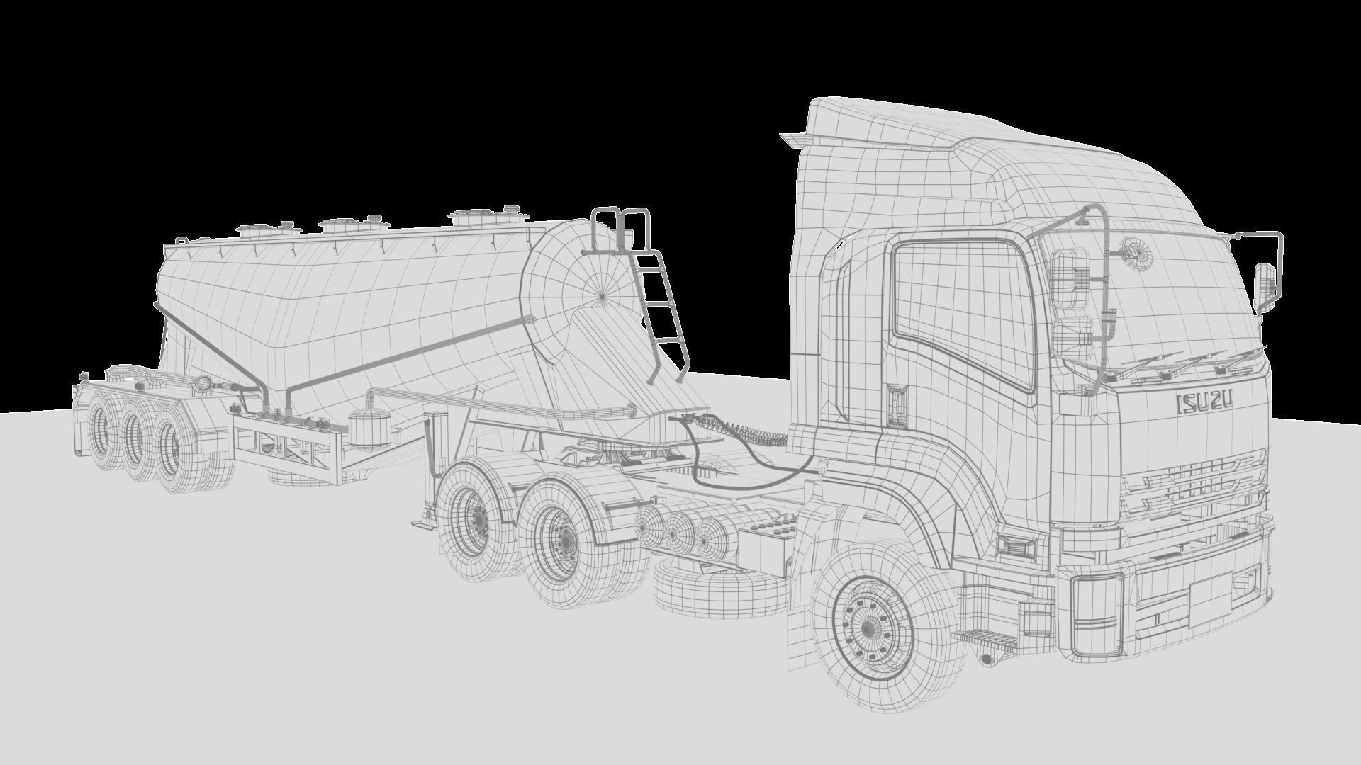 Isuzu GXZ360 Bulk Cement Trailer 3D model 3D model_31