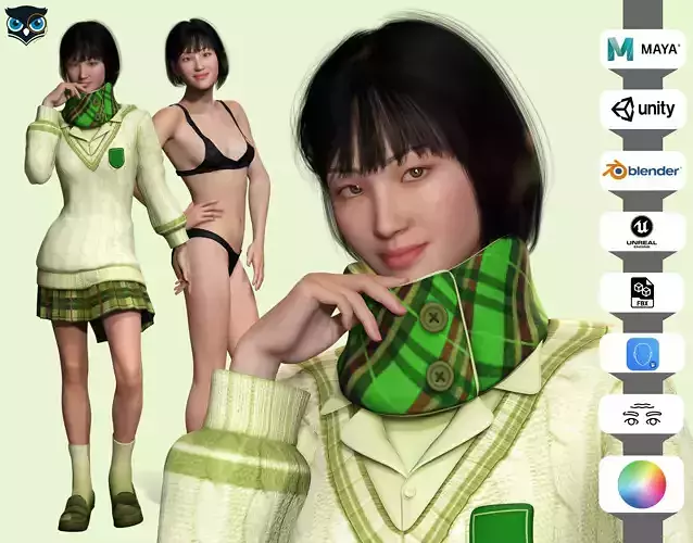 Noi - Asian Harmony Weaver Low-poly 3D model