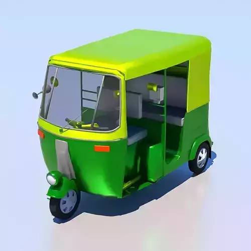 high poly Tuk Tuk auto Rickshaw Driver 3D