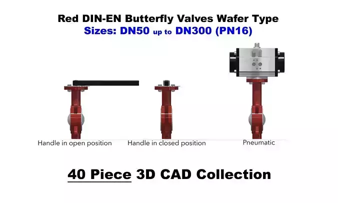 DIN-EN Butterfly Valves -Wafer Type - Red