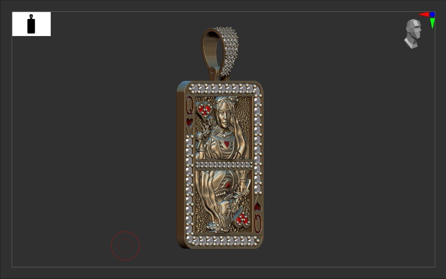 Queen Card Diamond Pendent 3D print model 3D print model_2