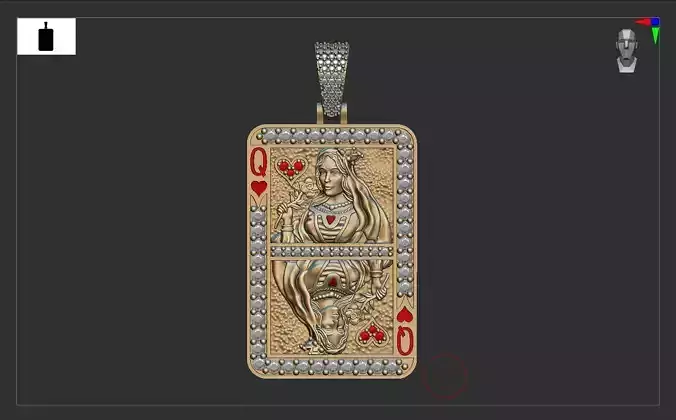 Queen Card Diamond Pendent 3D print model