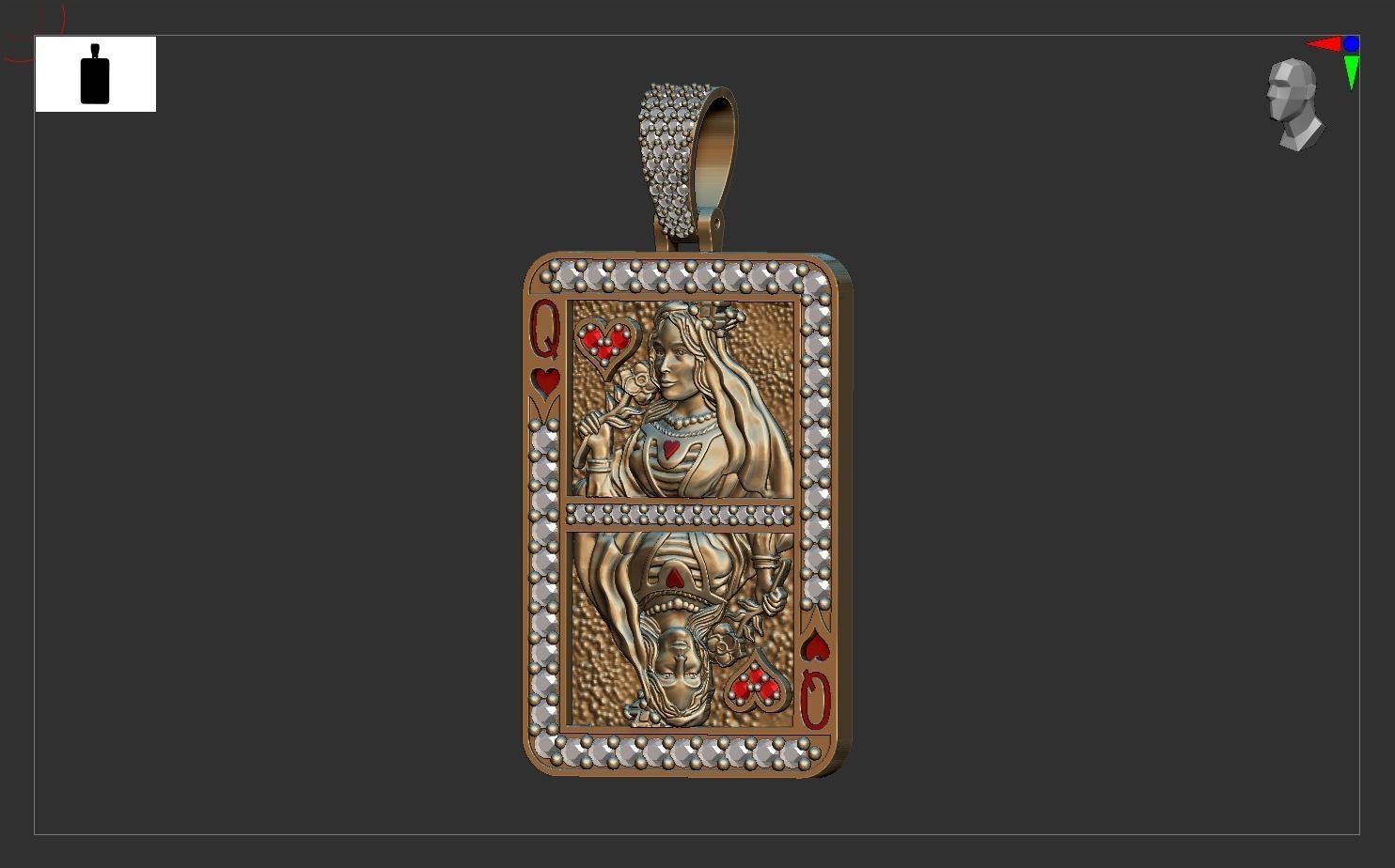 Queen Card Diamond Pendent 3D print model 3D print model_3