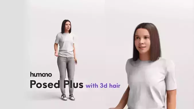 Humano standing and talking woman casual - with 3d hair -3658-C