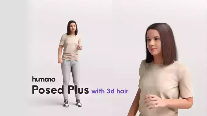 Humano standing and talkings woman casual- with 3d hair -3658-B