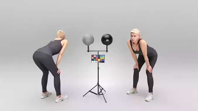 Middle-aged woman doing fitness exercises 419 Low-poly 3D model