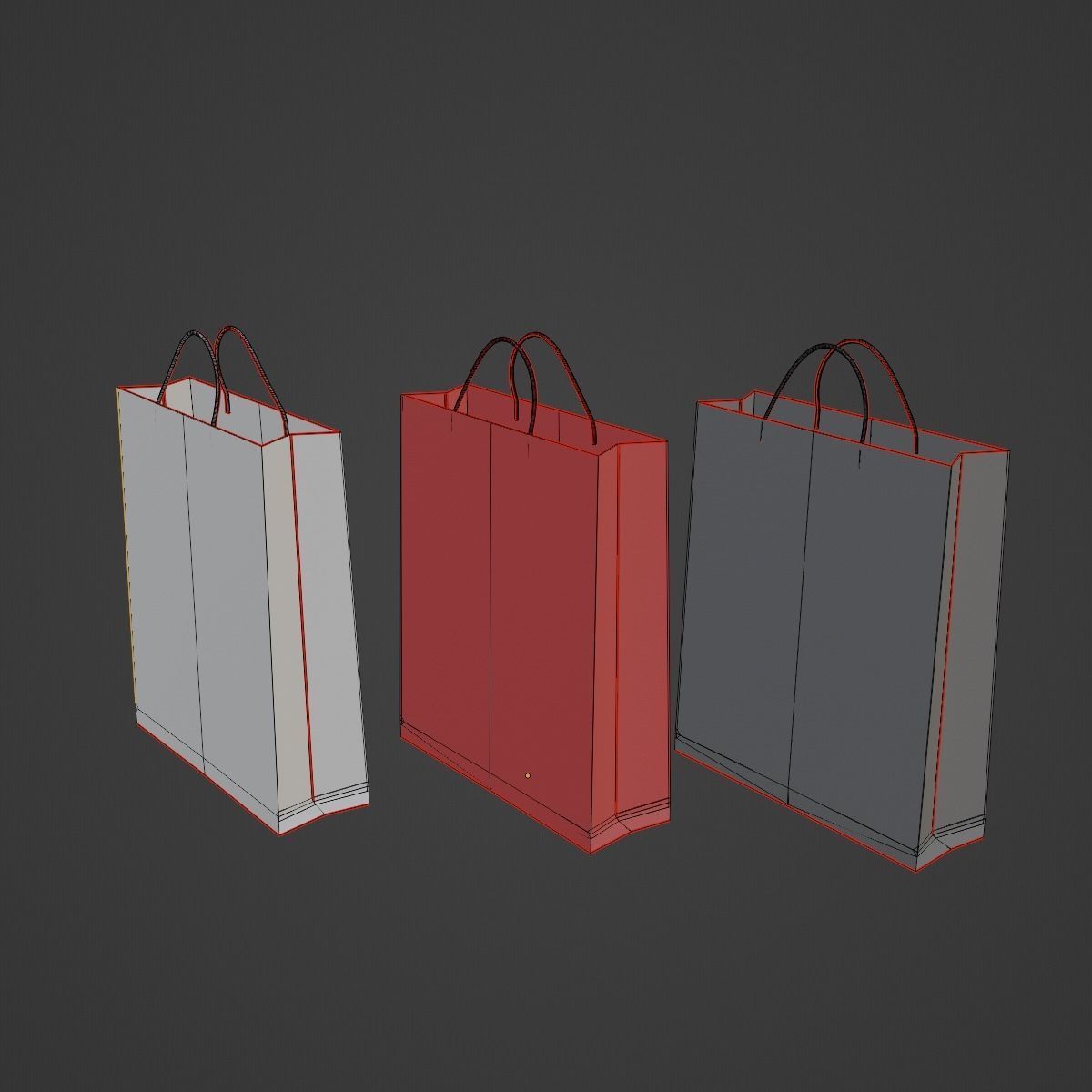 Shopping Bags Low-poly 3D model_14