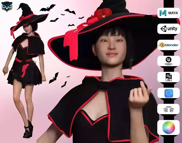 Noi - Asian Enchantment Halloween Elegance Low-poly 3D model