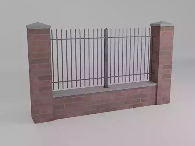 Simple bricks and steel fence