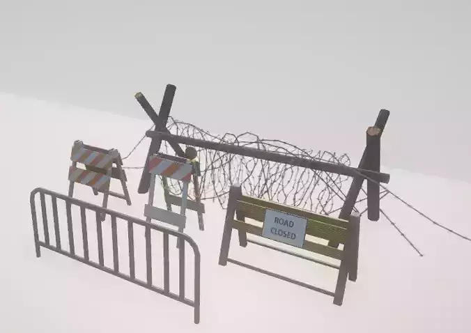Barriers Pack 7 Models Low-poly 3D model