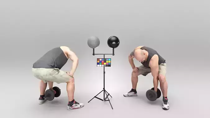 Sporty man training with dumbbell 413