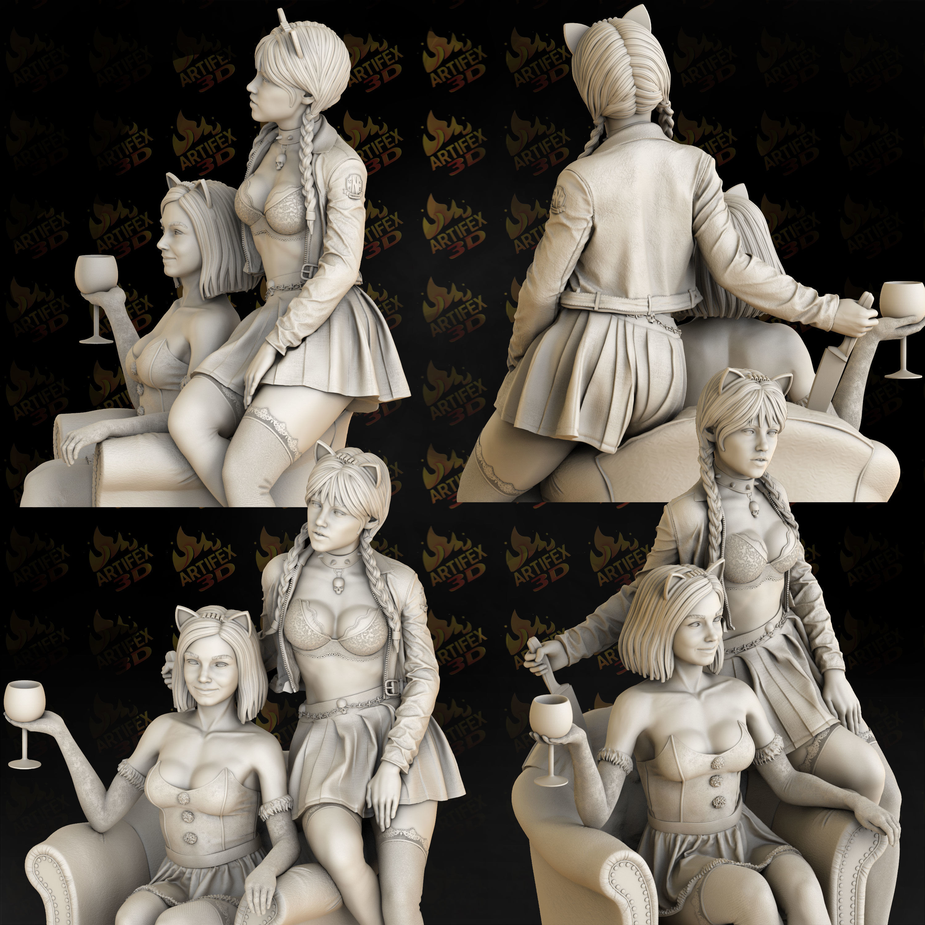 wednesday and Enid 3D print model_2