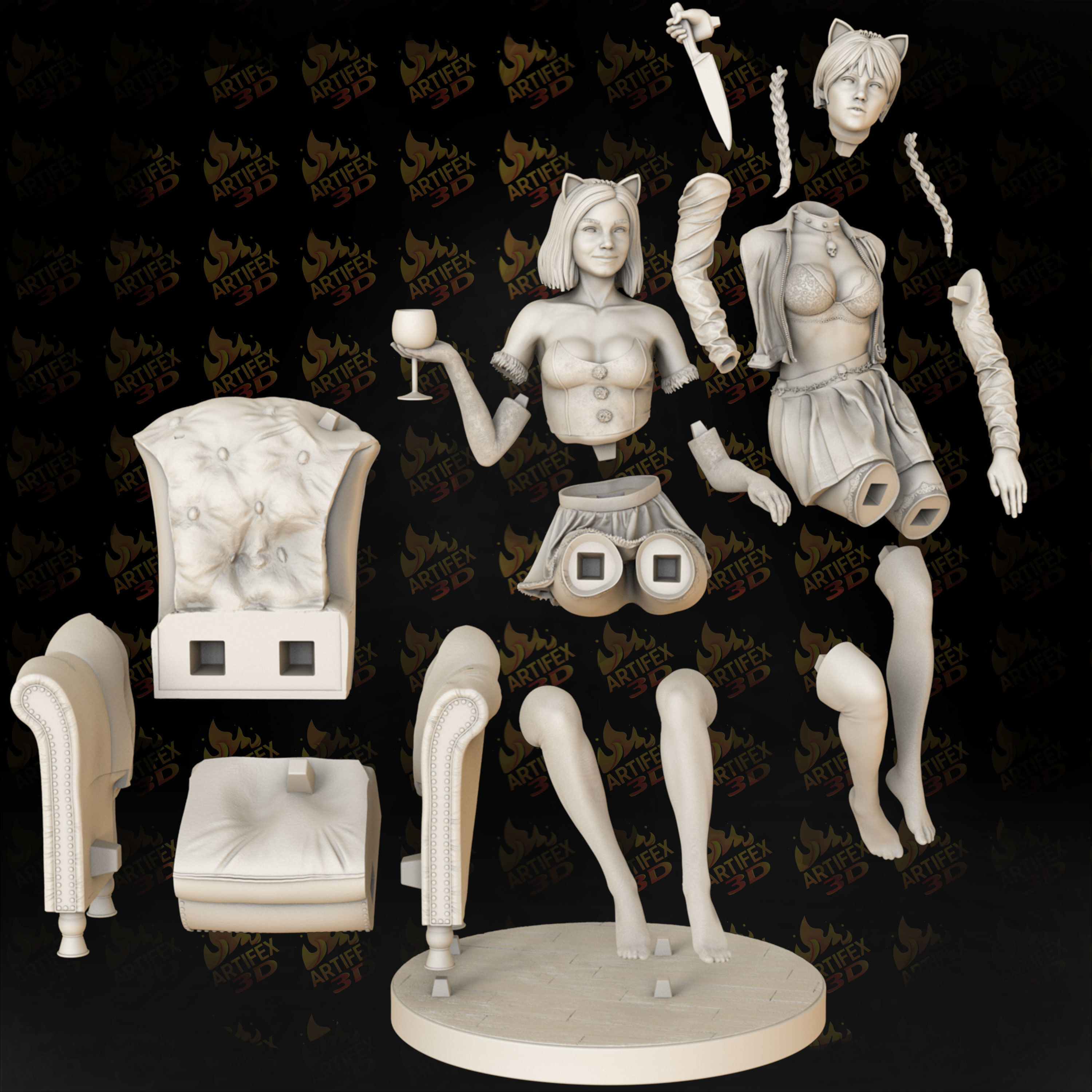 wednesday and Enid 3D print model_1