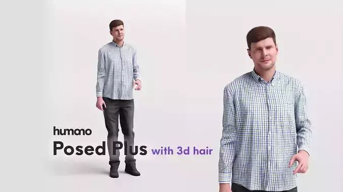 Humano standing and talking casual man - with 3d hair -2553-B