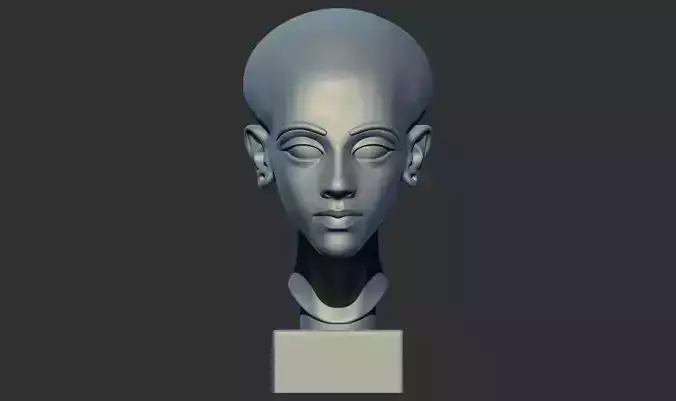 Pharaoh Princess head Tell el-Amarna restored 3d printable model 3D print model