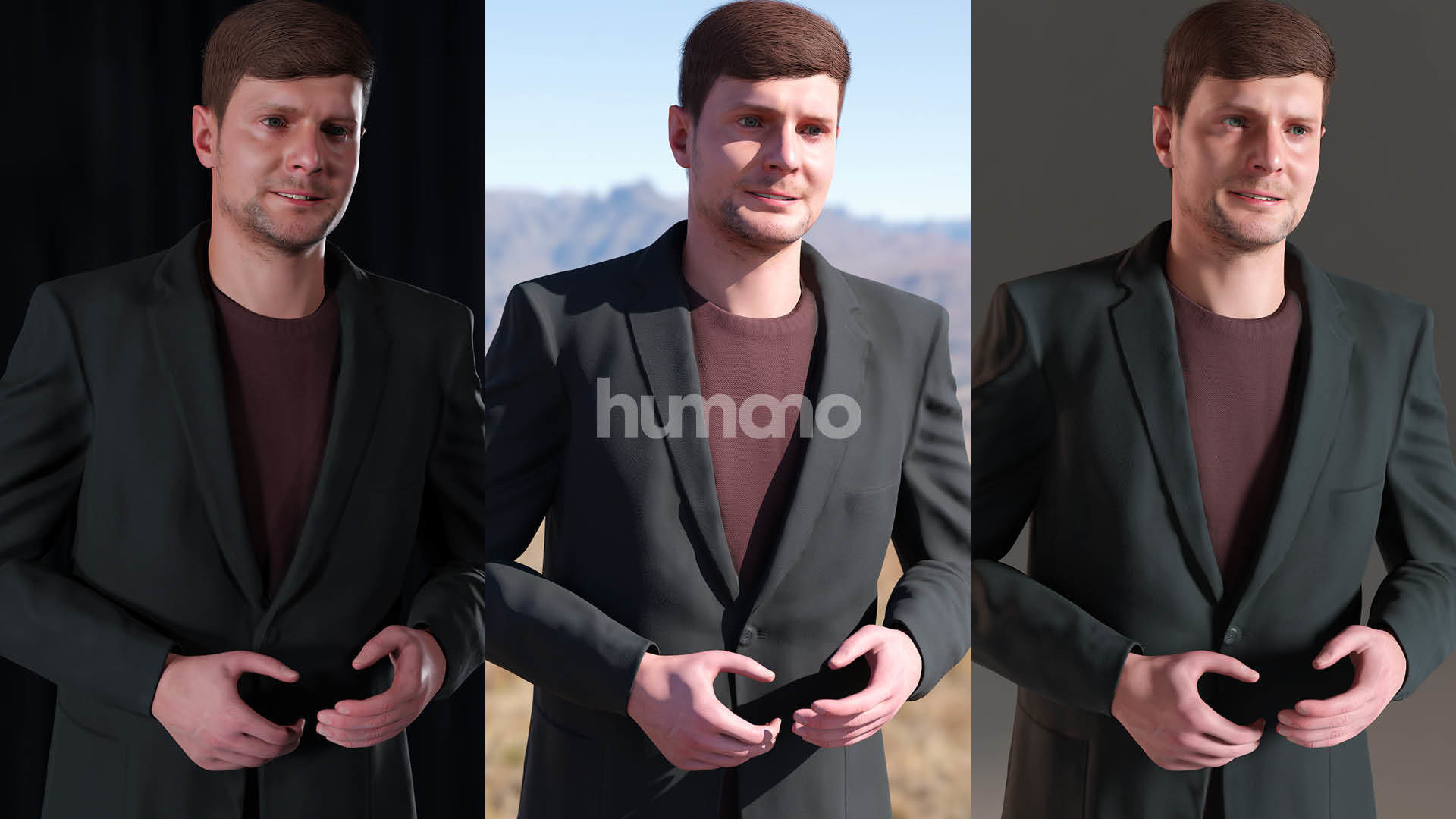 Humano standing and talking man with 3d hair -2572-D 3D model_5