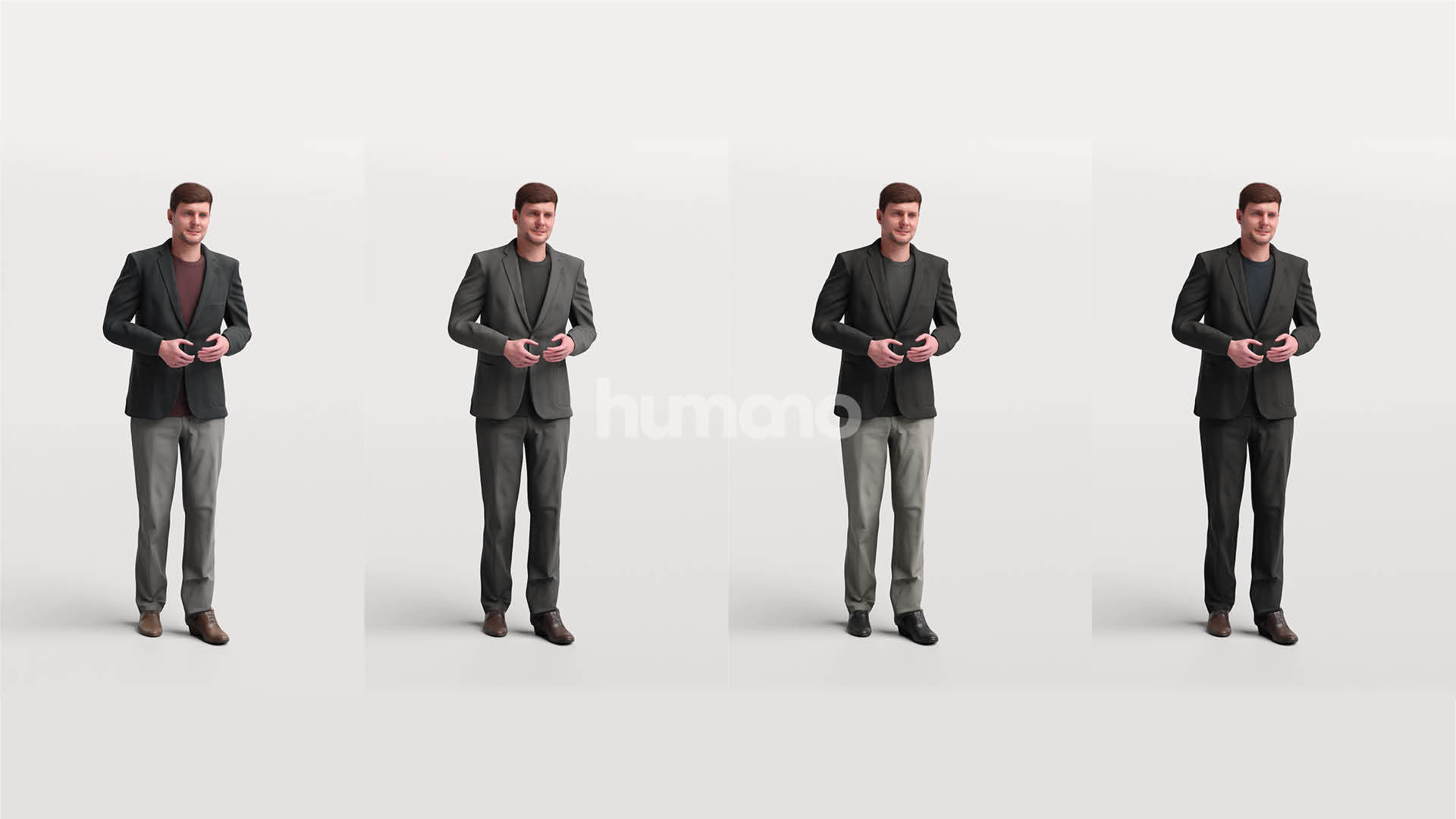 Humano standing and talking man with 3d hair -2572-D 3D model_6