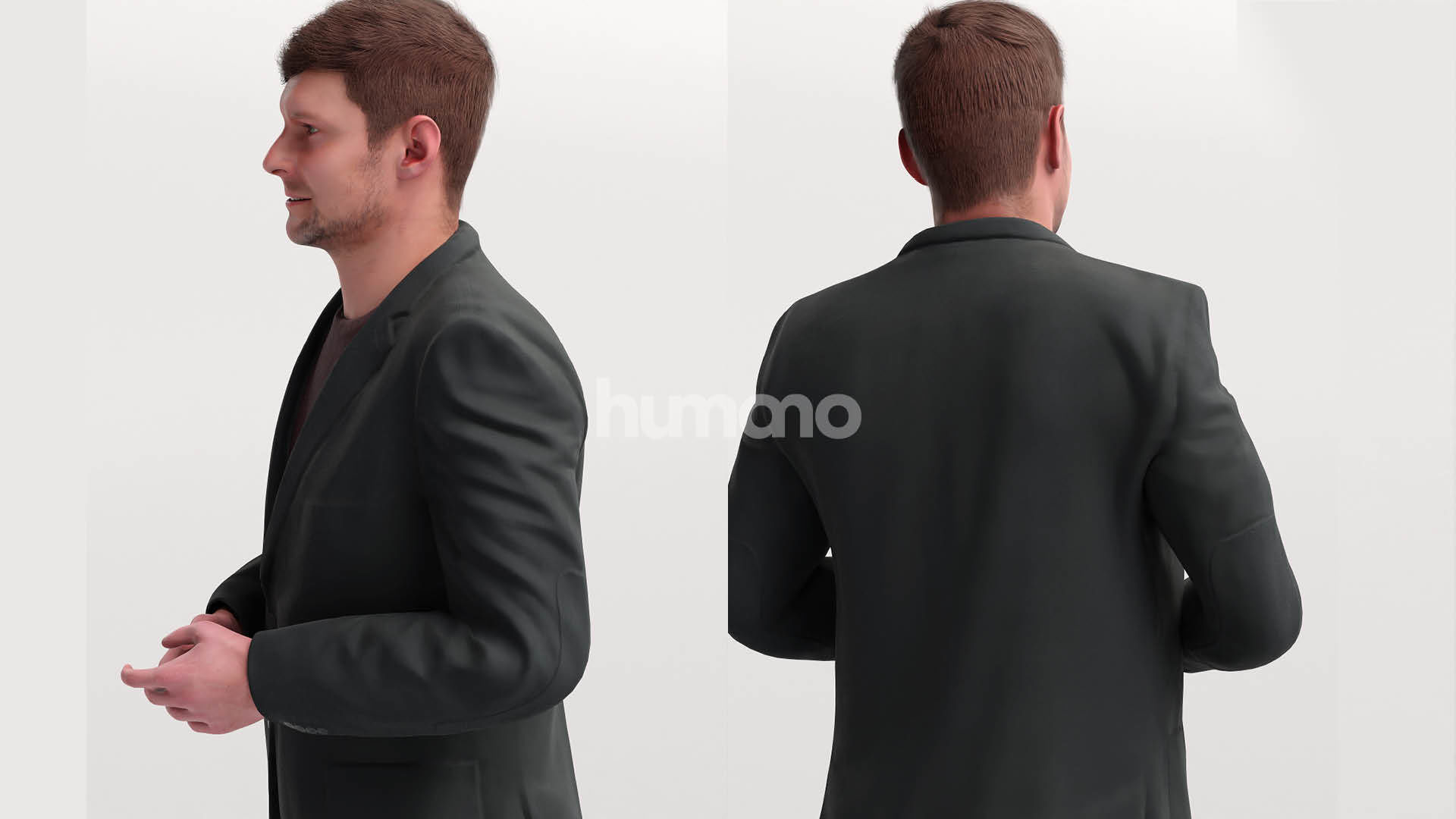 Humano standing and talking man with 3d hair -2572-D 3D model_3