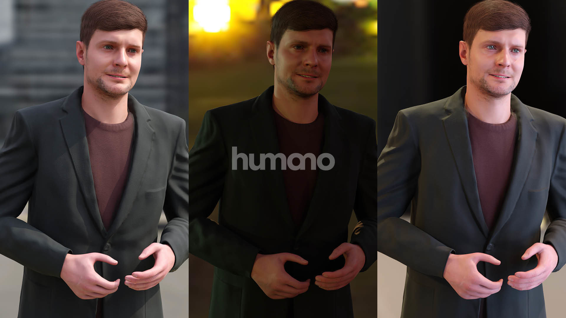 Humano standing and talking man with 3d hair -2572-D 3D model_4