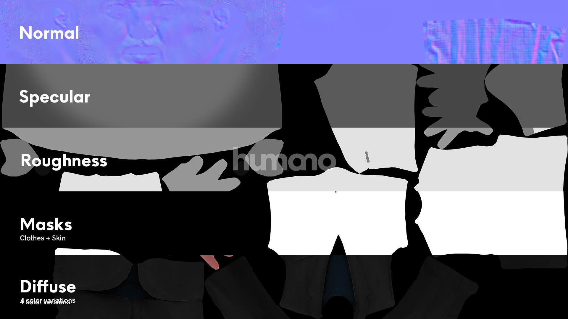 Humano standing and talking man with 3d hair -2572-D 3D model_7