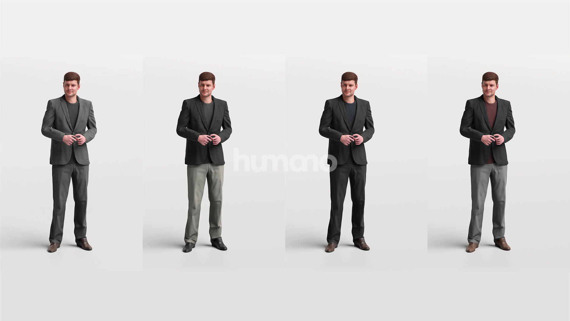 Humano standing elegant man in suit - with 3d hair -2572-A 3D model_6