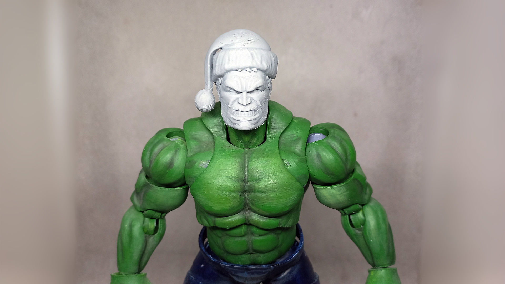 Santa Head accessory for my HULK  3D printed action figure  3D print model_9