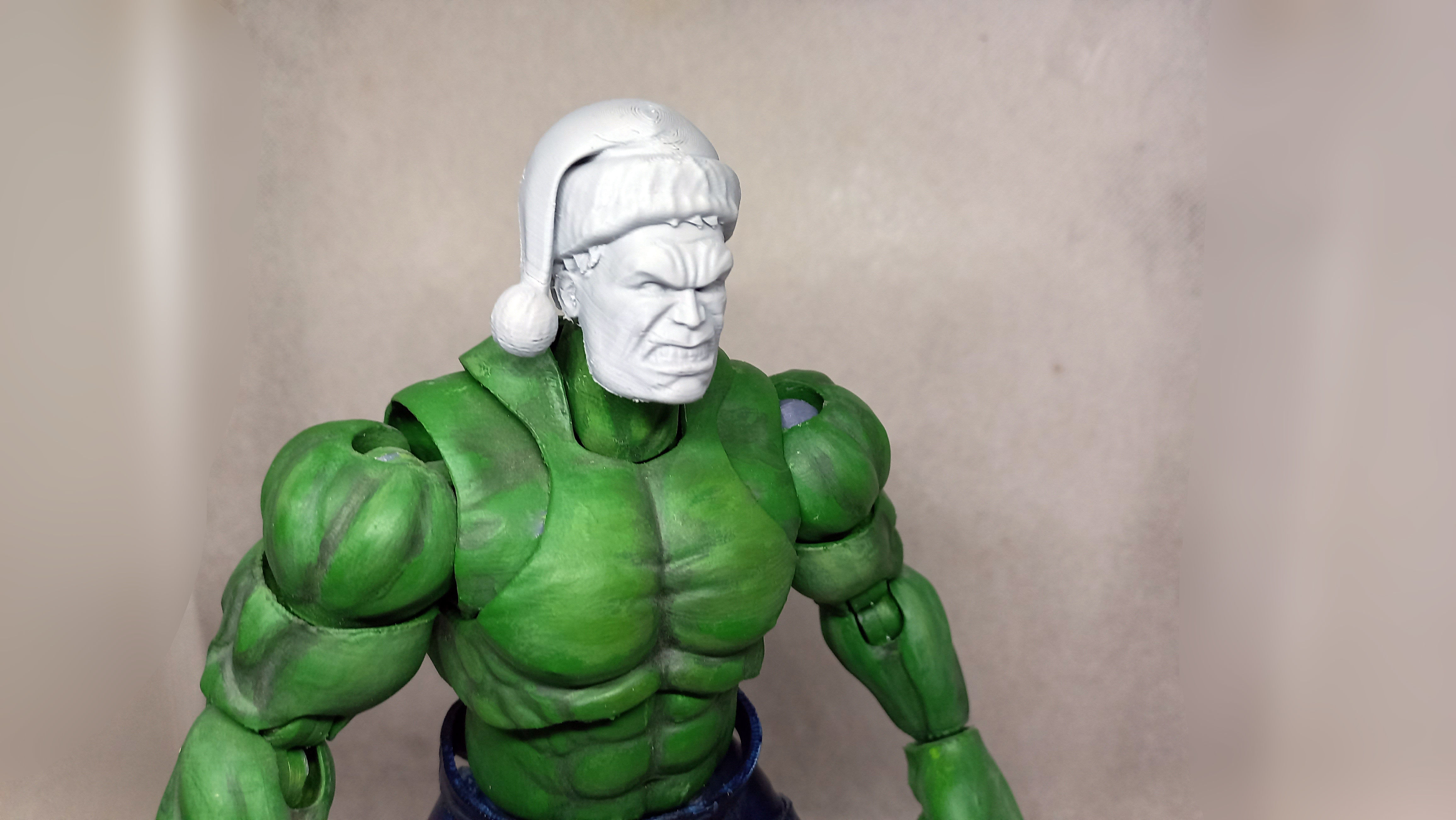 Santa Head accessory for my HULK  3D printed action figure  3D print model_10